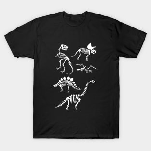 Dinosaur Fossils - Black and White T-Shirt